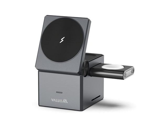 [아이폰 애플워치 충전기 3 in 1 고속] 인기 폭발 밸류엠 큐브 3in1 맥세이프 고속 무선 충전기